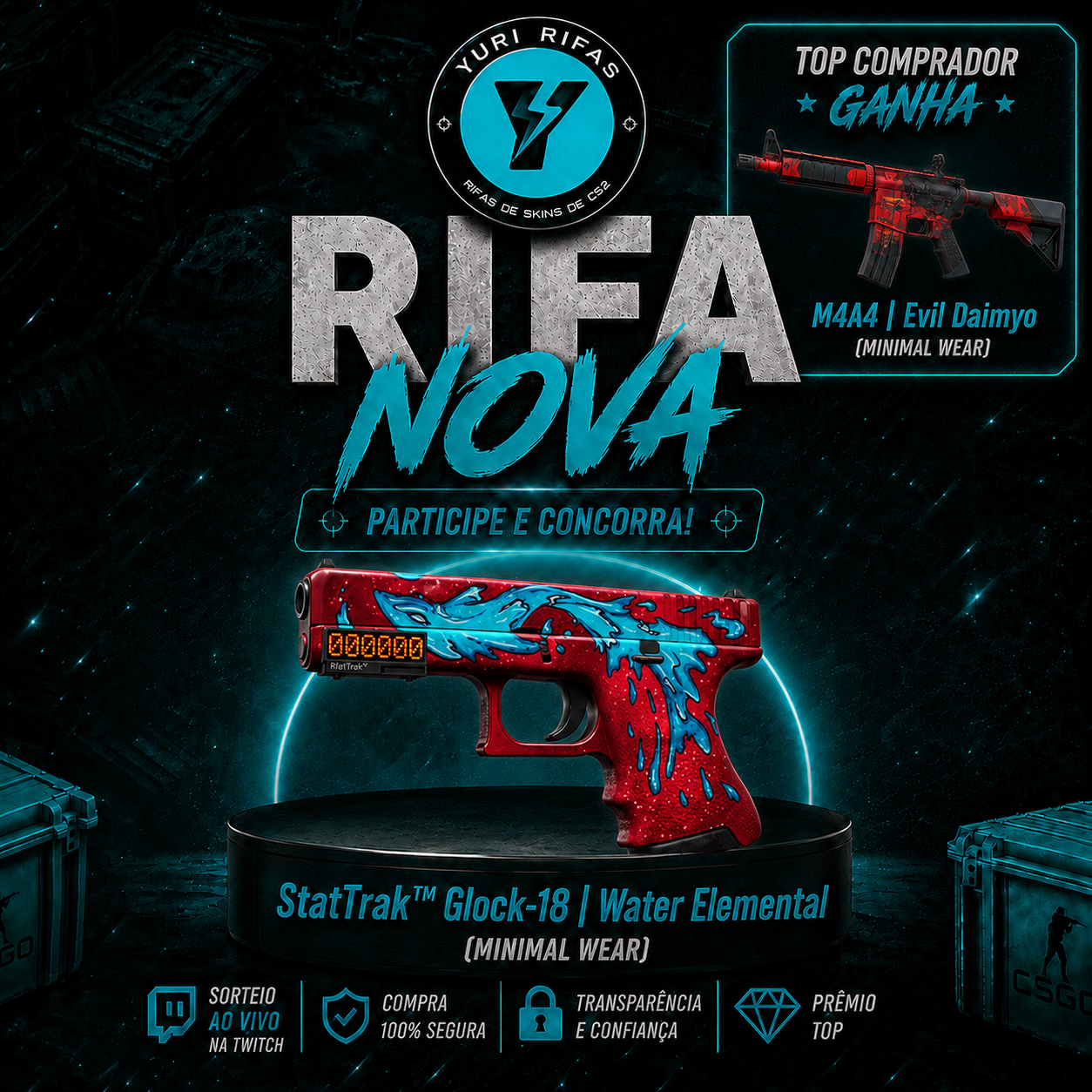 StatTrak™ Glock-18 | Water Elemental (Minimal Wear)